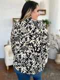 Double Take Full Size Printed Ruffle Trim Balloon Sleeve Shirt - Desert Sunday