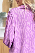 Double Take Full Size Printed Smocked Long Sleeve Blouse Plus Size - Desert Sunday
