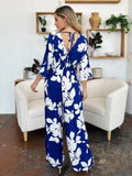 Double Take Full Size Printed Tie Back Wide Leg Jumpsuit - Desert Sunday