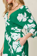 Double Take Full Size Printed Tie Back Wide Leg Jumpsuit - Desert Sunday
