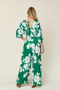 Double Take Full Size Printed Tie Back Wide Leg Jumpsuit - Desert Sunday