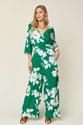 Double Take Full Size Printed Tie Back Wide Leg Jumpsuit - Desert Sunday