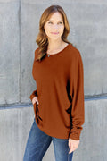 Double Take Full Size Round Neck Long Sleeve T-Shirt - Desert Sunday