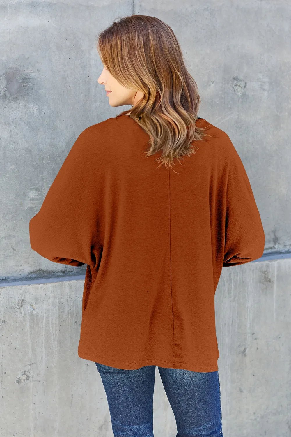 Double Take Full Size Round Neck Long Sleeve T-Shirt - Desert Sunday