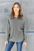 Double Take Full Size Round Neck Long Sleeve T-Shirt - Desert Sunday