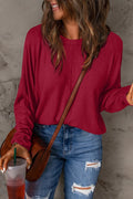 Double Take Full Size Round Neck Long Sleeve T-Shirt - Desert Sunday