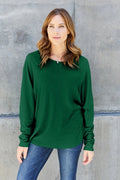 Double Take Full Size Round Neck Long Sleeve T-Shirt - Desert Sunday