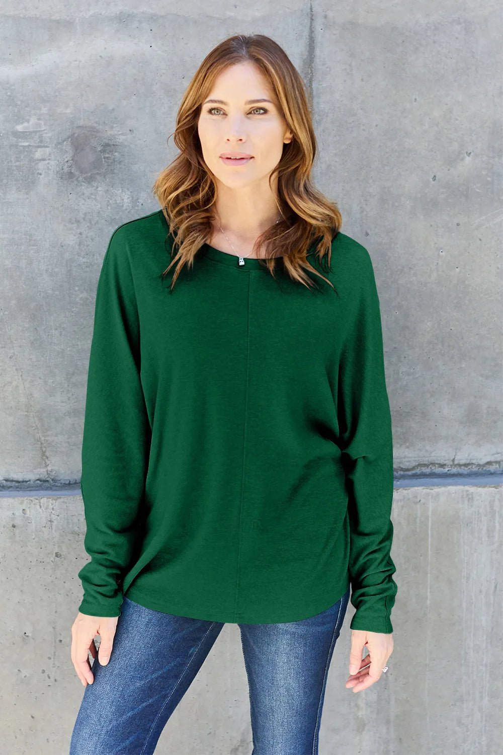 Double Take Full Size Round Neck Long Sleeve T-Shirt - Desert Sunday