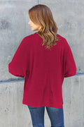 Double Take Full Size Round Neck Long Sleeve T-Shirt - Desert Sunday