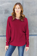 Double Take Full Size Round Neck Long Sleeve T-Shirt - Desert Sunday