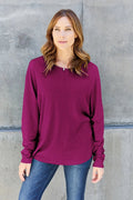 Double Take Full Size Round Neck Long Sleeve T-Shirt - Desert Sunday