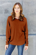 Double Take Full Size Round Neck Long Sleeve T-Shirt - Desert Sunday