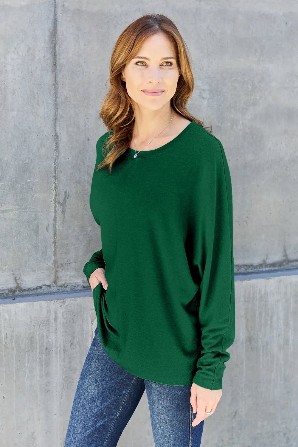 Double Take Full Size Round Neck Long Sleeve T-Shirt - Desert Sunday