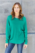 Double Take Full Size Round Neck Long Sleeve T-Shirt - Desert Sunday