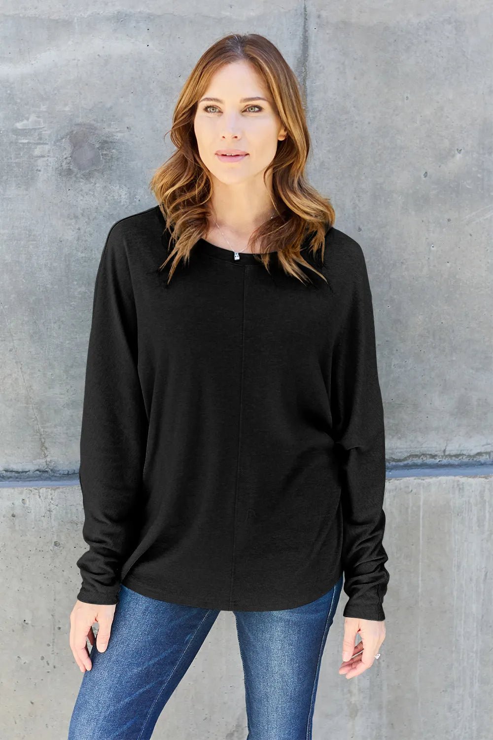 Double Take Full Size Round Neck Long Sleeve T-Shirt - Desert Sunday