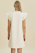 Double Take Full Size Ruffled V-Neck Cap Sleeve Dress - Desert Sunday