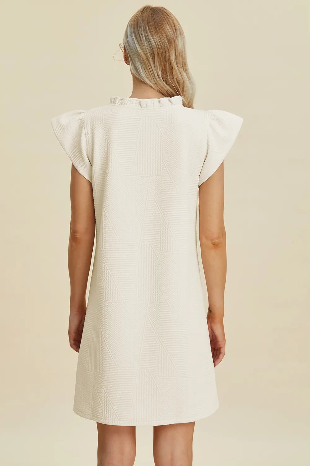Double Take Full Size Ruffled V-Neck Cap Sleeve Dress - Desert Sunday