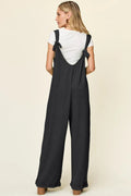 Double Take Full Size Texture Sleeveless Wide Leg Jumpsuit - Desert Sunday