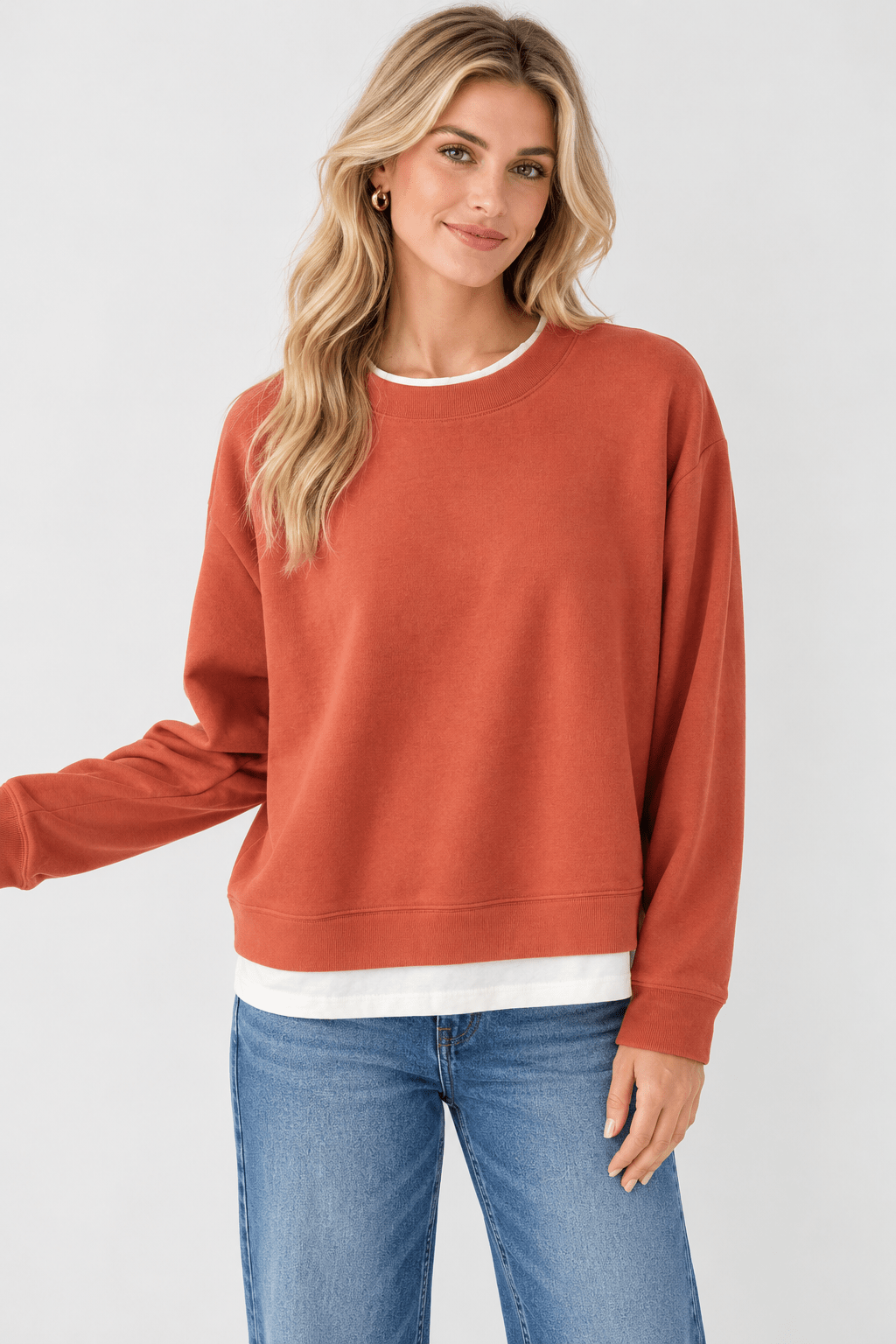 Double Take Pullover in Rust - Desert Sunday