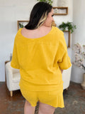Double Take Texture Half Sleeve T-Shirt and Drawstring Shorts Set - Desert Sunday