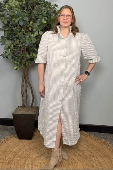 Effortless Frill Collar Maxi Dress - Desert Sunday