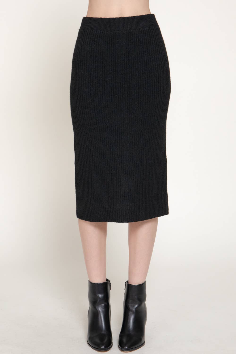 Everyday Ribbed Knit Midi Skirt – Black - Desert Sunday