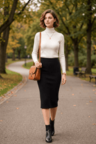 Everyday Ribbed Knit Midi Skirt – Black - Desert Sunday
