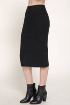 Everyday Ribbed Knit Midi Skirt – Black - Desert Sunday