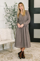 Fairytale Plot Plaid Midi Dress - Desert Sunday
