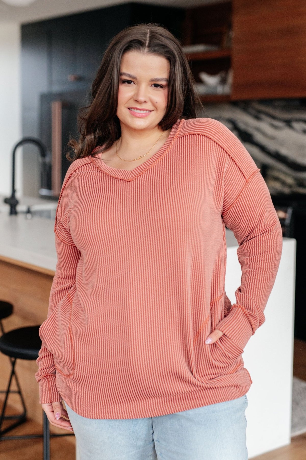 First and Foremost Rib Knit Top - Desert Sunday