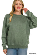 Fleece Acid Enzyme Washed Round Neck Sweatshirts - Desert Sunday