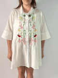 Floral Bloom Embroidered Tunic - Desert Sunday
