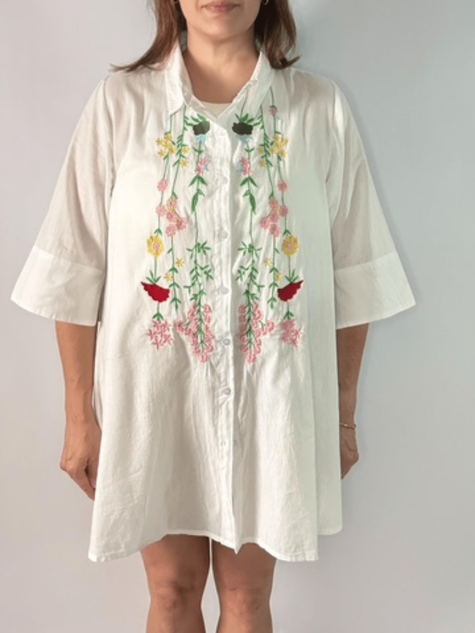 Floral Bloom Embroidered Tunic - Desert Sunday