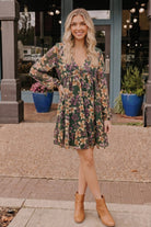 Forest Blooms Long Sleeve Mini Dress - Desert Sunday