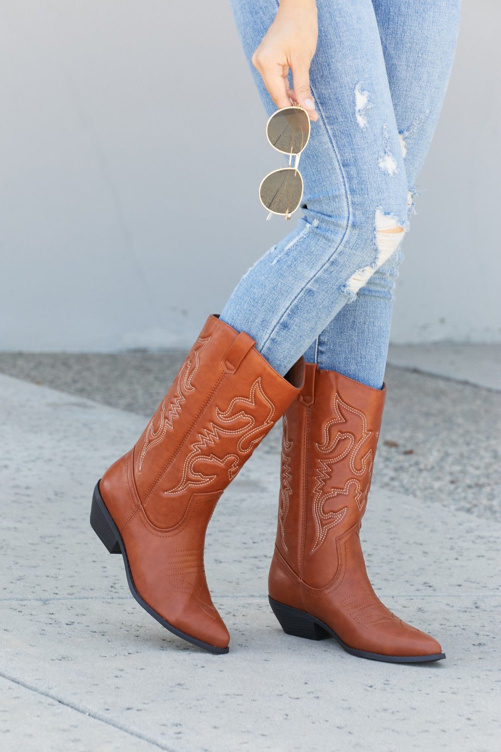 Fortune Dynamic Countryside Lane Mid-Calf Embroidered Cowboy Boots - Desert Sunday