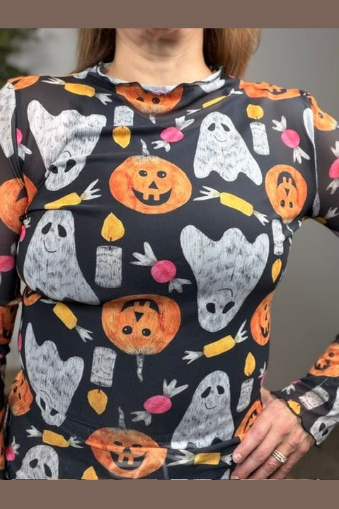 Ghostly Good Times Halloween Mesh Top - Desert Sunday