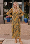 Golden Blooms Floral Maxi Dress - Desert Sunday