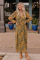 Golden Blooms Floral Maxi Dress - Desert Sunday