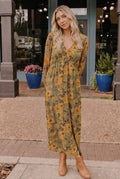 Golden Blooms Floral Maxi Dress - Desert Sunday