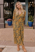 Golden Blooms Floral Maxi Dress - Desert Sunday