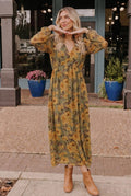 Golden Blooms Floral Maxi Dress - Desert Sunday