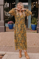 Golden Blooms Floral Maxi Dress - Desert Sunday