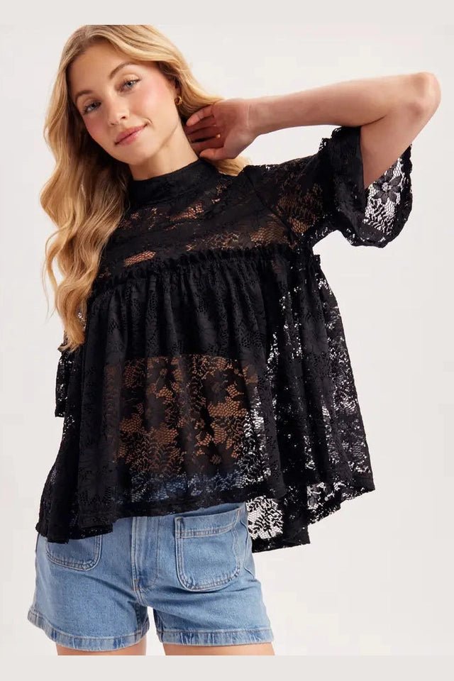Gracie Top In Black - Desert Sunday