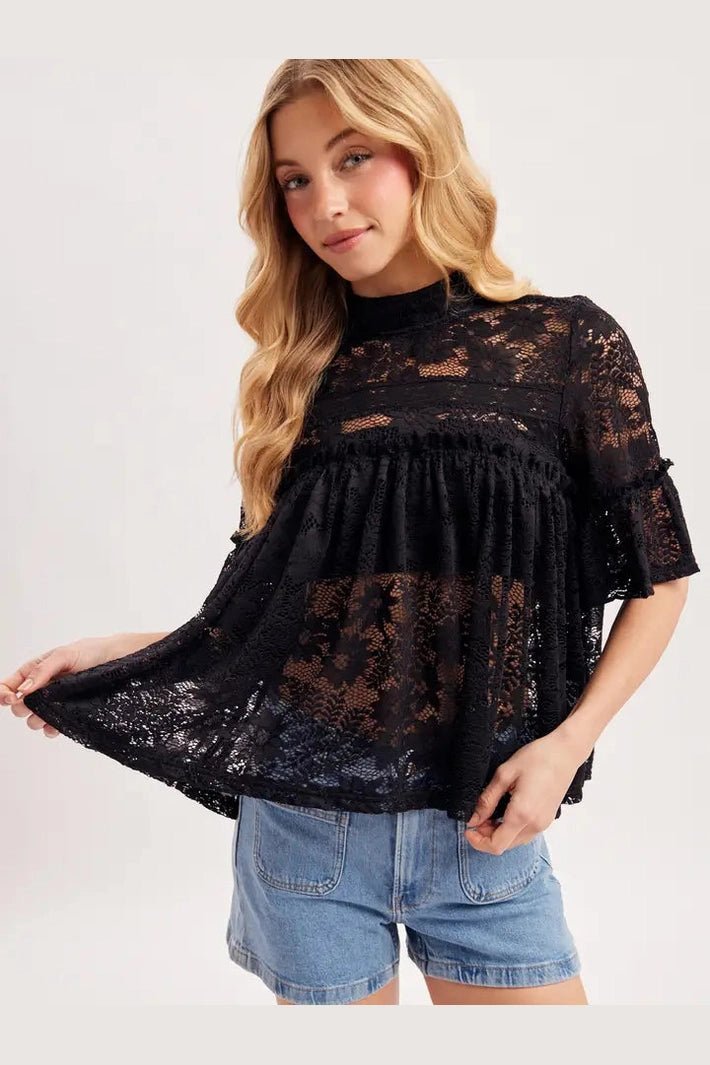 Gracie Top In Black - Desert Sunday