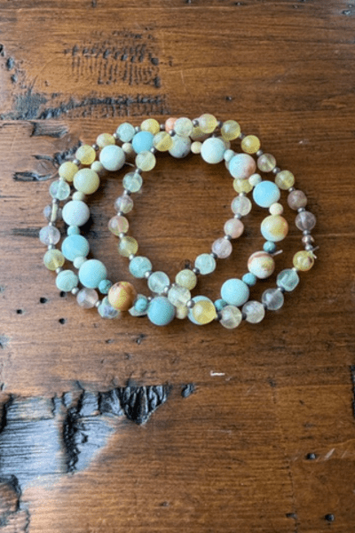 Handmade Amazonite & Natural Gemstone Bracelet Set – Set of 3 - Desert Sunday