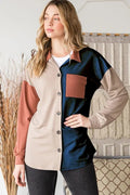 Heimish Full Size Color Block Button Down Shirt - Desert Sunday