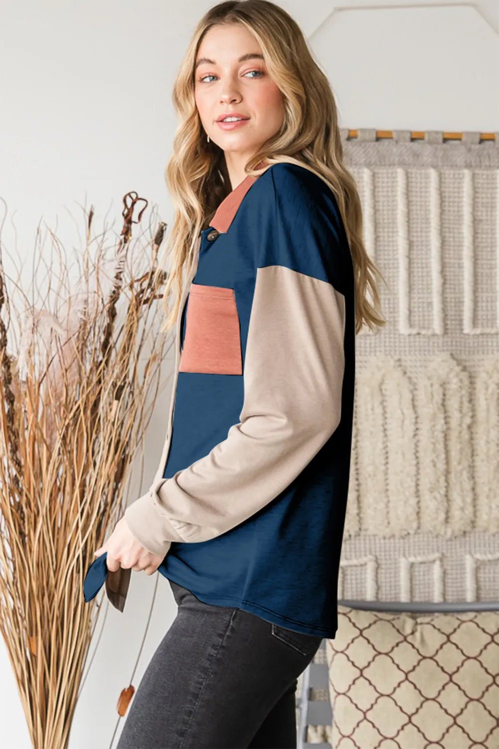 Heimish Full Size Color Block Button Down Shirt - Desert Sunday