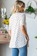 Heimish Full Size Crisscross Ditsy Floral Babydoll Top Plus Size - Desert Sunday
