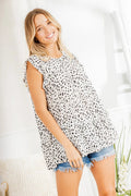 Heimish Full Size Tiered Ruffled Animal Print Round Neck Blouse Plus Size - Desert Sunday