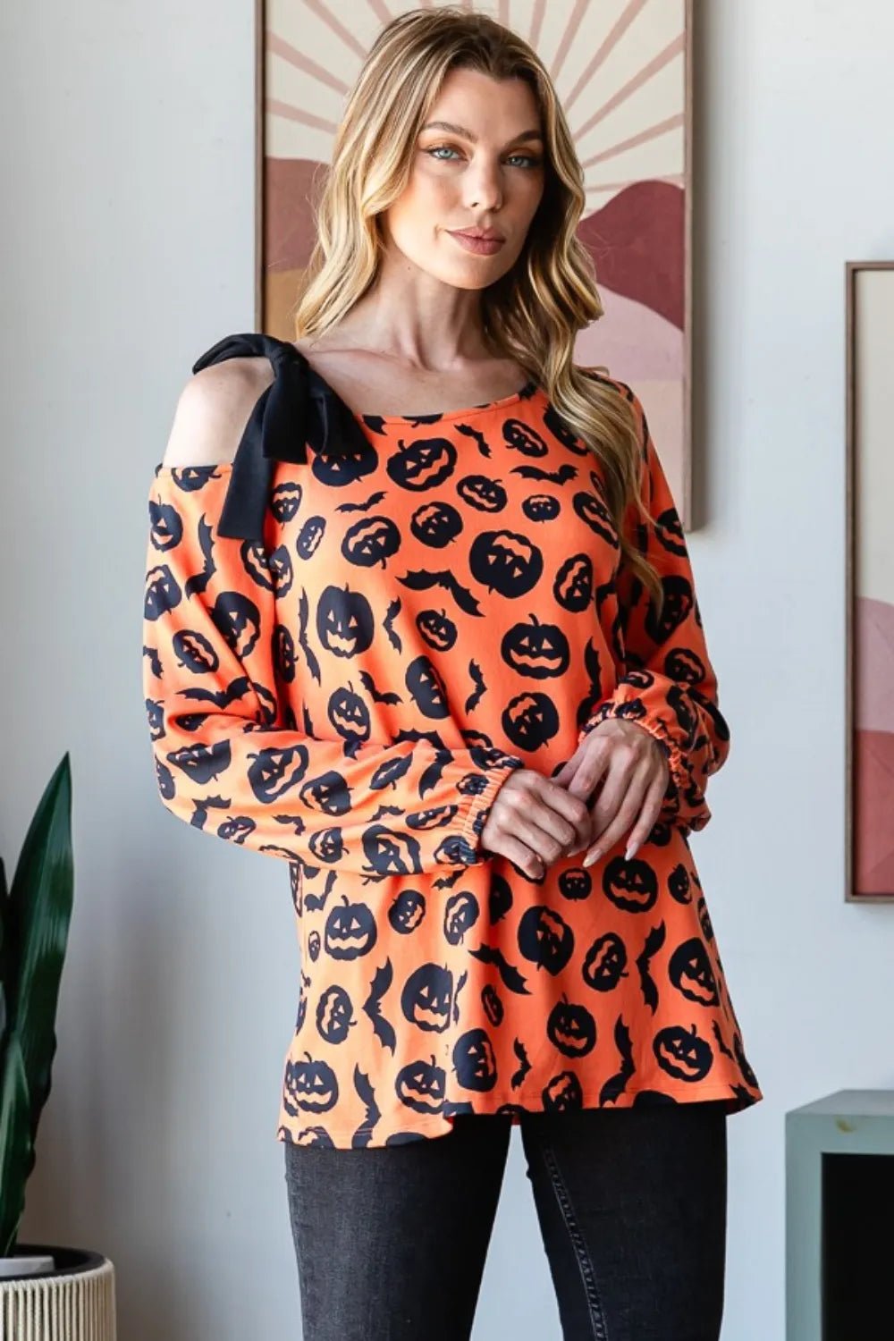 Heimish Pumpkin Print One Shoulder T-Shirt - Desert Sunday